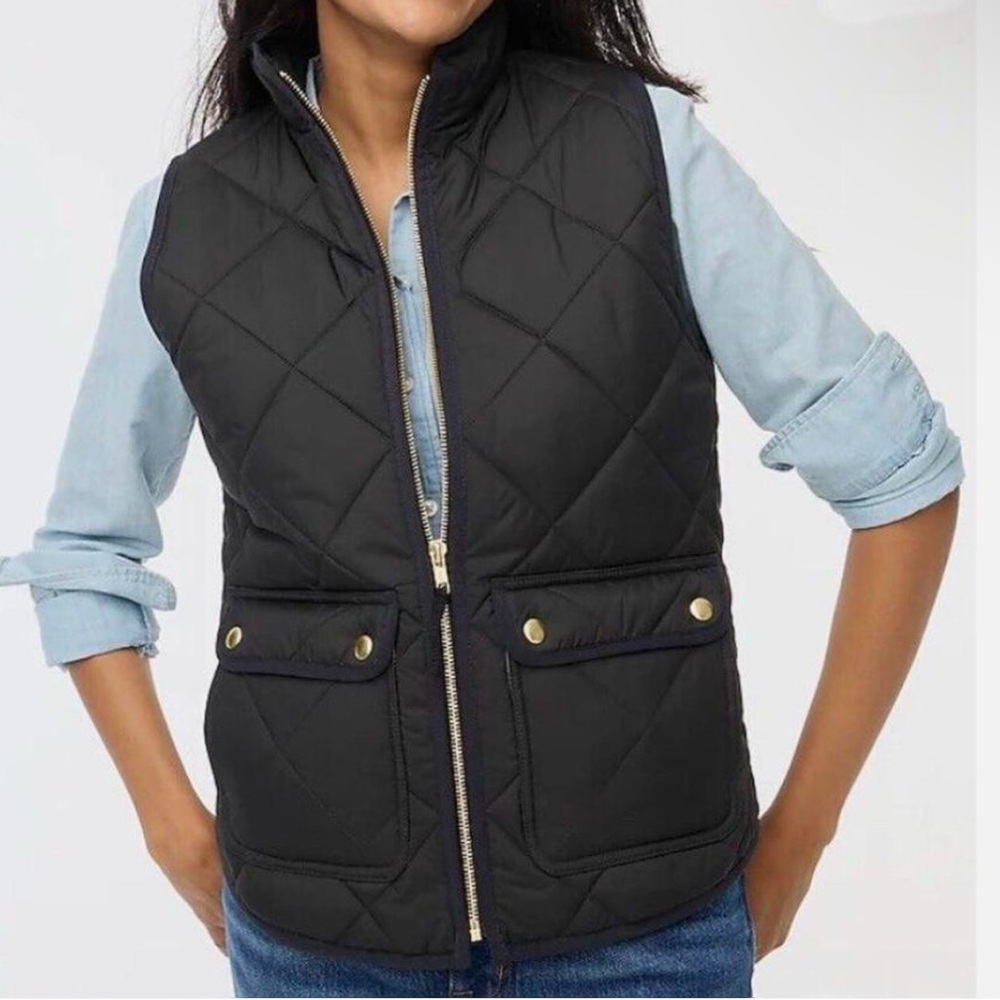 J.Crew Black Quilted Puffer Down Excursion Vest ✨Size Medium